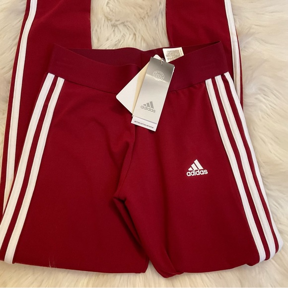 Adidas 3 Stripe Leggings / Tights - NWT - Size XS - Collegiate Burgundy - Picture 8 of 12